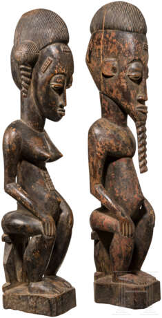 Zwei Ahnenfiguren, Holz, Westafrika, Baule - photo 3