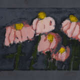 Fußmann, Klaus. "Astern (rosa)", 1994; "Astern (gelb)", 1993. Farblinolschnitt auf grauem Bütten - Foto 1