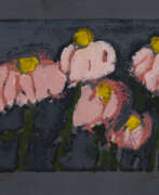 Klaus Fußmann. "Astern (rosa)", 1994; "Astern (gelb)", 1993. Farblinolschnitt auf grauem Bütten