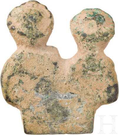 Bronzeaufsatz mit den Büsten zweier spätrömischer Kaiser, Ende 4. - 5. Jahrhundert - Foto 2