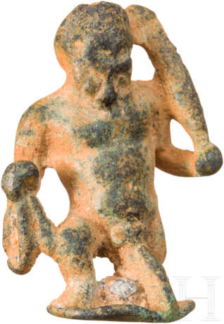 Groteske Bronzeminiatur des Herkules mit Keule, römisch, 1. - 2. Jahrhundert - Foto 1
