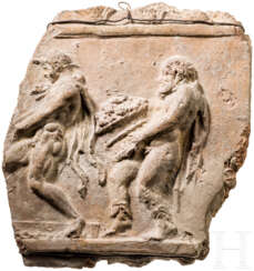 Terrakotta-Platte, sog. Campana-Relief, mit bacchischer Szene, römisch, 1. - 2. Jahrhundert