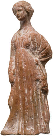 Terrakottafigur einer Tanagräerin, hellenistisch, 4. - 3. Jahrhundert vor Christus - photo 1