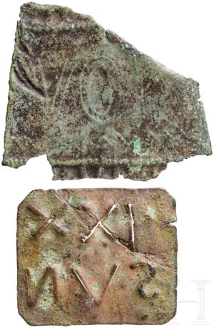 Zwei beschriftete Beschläge, römisch, 2. - frühes 4. Jahrhundert - Foto 2