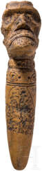 Zeremonial-Zepter aus Stein mit stilisiertem Menschenkopf, Taíno Kultur, Karibik, 10. - 15. Jahrhundert