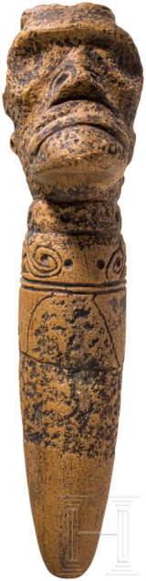 Zeremonial-Zepter aus Stein mit stilisiertem Menschenkopf, Taíno Kultur, Karibik, 10. - 15. Jahrhundert - Foto 1