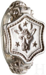 Silberring mit Wappen der Boleyn Familie, wohl 16. Jahrhundert