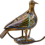 Emaillierte und vergoldete Taube aus Bronze, Limoges, 19. Jahrhundert im Stil des 12./13. Jhdts. - Foto 2