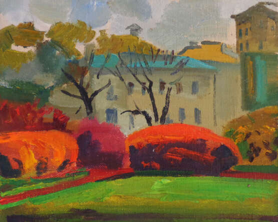 “Trinity square October” Canvas Oil paint Realist Landscape painting 2019 - photo 1