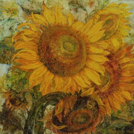 “Sunflowers” Canvas Acrylic paint Impressionist Still life 2016 - photo 1