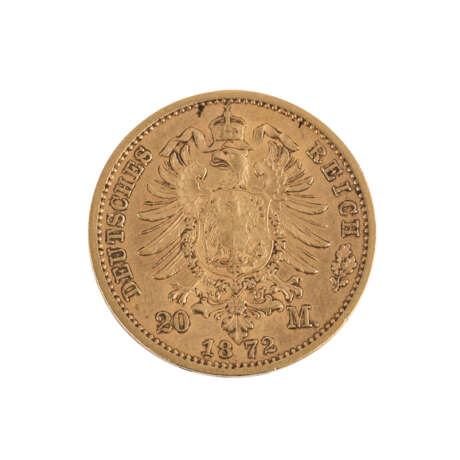 Sachsen/GOLD - 20 Mark 1872 E Johann, - фото 2