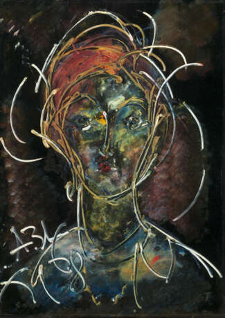 Зверев Анатолий. Female Portrait on Black Background II - фото 1