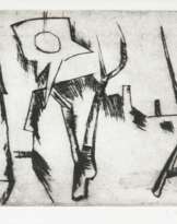 Landschaft mit Sonne und kahlen Bäumen