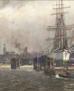 Adolf Mühlhan. Panorama von Hamburg mit dem Trockendock von Blohm & Voss