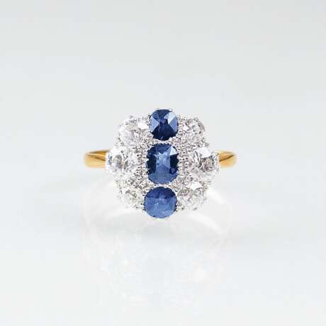 Jugendstil-Diamant-Saphir-Ring - Foto 1