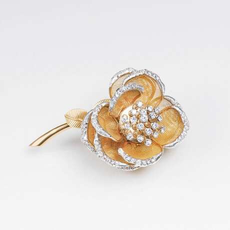 Französische Vintage Diamant-Brosche 'Blüte - En Tremblant' - photo 1