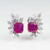 Paar hochfeiner Diamant-Ohrclips mit natürlichen Rubinen - Foto 1