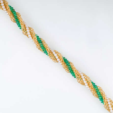 Gold-Armband mit Smaragden und Perlen - Foto 2