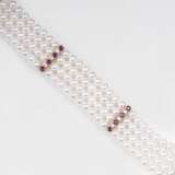 Perlen-Armband mit hochfeinem Rubin-Brillant-Besatz - Foto 1