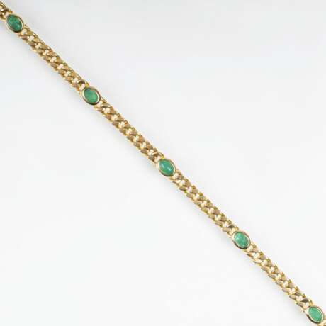 Flachpanzerketten-Armband mit Smaragden - photo 1