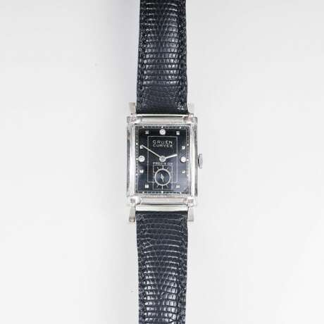 Gruen Watch Company. Art-déco Armbanduhr mit Diamant-Indizes - Foto 1