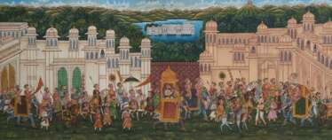  Drei Malereien mit Maharadscha-Prozessionen