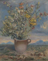 Vase of Flowers in a Landscape