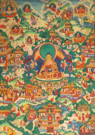  Thangka des Buddha Shakyamuni und Jataka - photo 1
