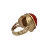 Ring mit ovaler Koralle, ca. 17x12 mm, - Foto 3