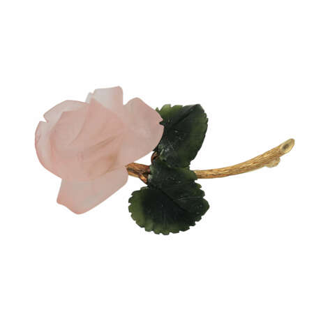 Rosenbrosche mit Blüte aus Rosenquarz - фото 1
