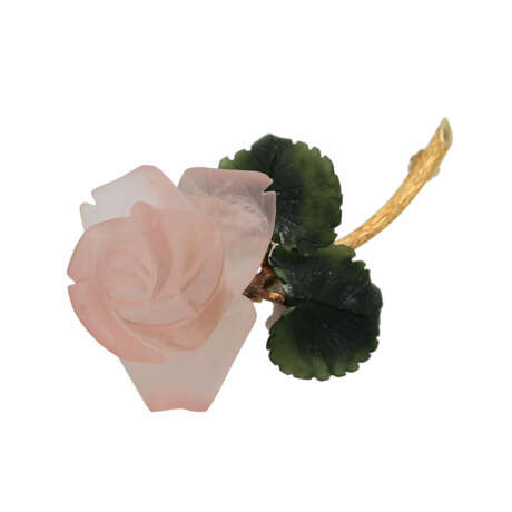 Rosenbrosche mit Blüte aus Rosenquarz - фото 2