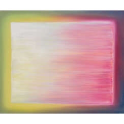 PUETZ, HARALD (geb. 1950), "Lichtspuren - Gelb/Rosé über Grün/Violett",