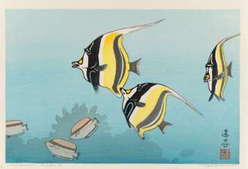 Yoshida, Toshi (1911 - 1995). HolzschnitTiefe: Hawaiian Fishes B