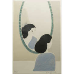 BRASILIER, ANDRE (geb. 1929), "Frau vor einem Spiegel", Lithographie und Buch mit Widmung,