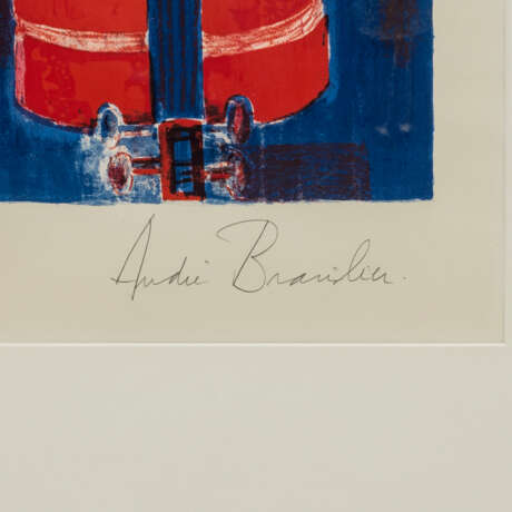 BRASILIER, ANDRE (geb. 1929), "Stillleben mit Blumen in Vase und Geige", - Foto 3