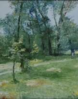 Original landscape painting oil on canvas, Hayfield in the park Original landscape painting oil on canvas, Hayfield in the park