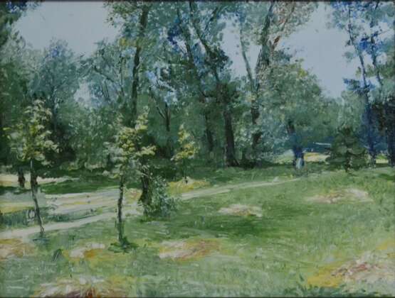 “Original landscape painting oil on canvas Hayfield in the park” Canvas Oil paint Impressionist Landscape painting 2016 - photo 1