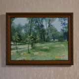 “Original landscape painting oil on canvas Hayfield in the park” Canvas Oil paint Impressionist Landscape painting 2016 - photo 2