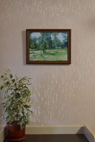 “Original landscape painting oil on canvas Hayfield in the park” Canvas Oil paint Impressionist Landscape painting 2016 - photo 3