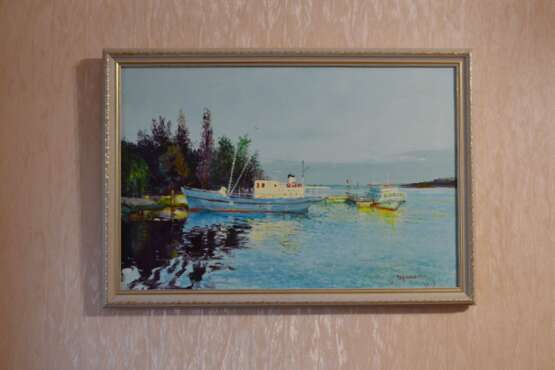 Original landscape painting oil on canvas Evening on the Dnepr river Toile Peinture à l'huile Impressionnisme Peinture de paysage 2016 - photo 4