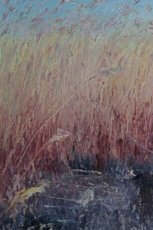 Original landscape painting oil on canvas Reed after fire Toile Peinture à l'huile 2017 - photo 3