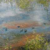 “Original landscape painting oil on canvas Ducks On The Lake” Canvas Oil paint 2016 - photo 1