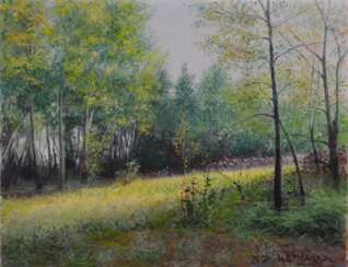 Original landscape painting oil on canvas, Sunny day
