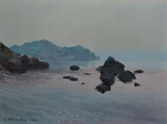 Original landscape painting oil on canvas, Crimea, Karadag