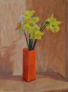 Original still life painting oil on canvas, Daffodils