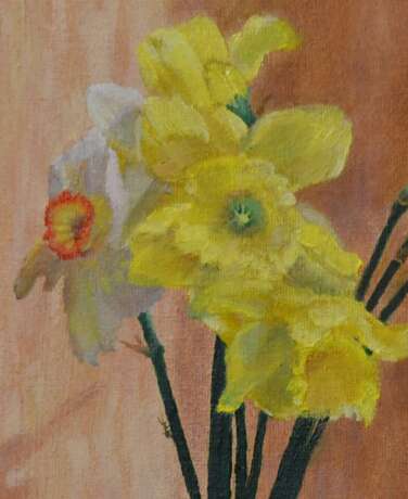 “Original still life painting oil on canvas Daffodils” Canvas Oil paint Realist Still life 2018 - photo 2