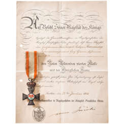 Roter Adler-Orden 4. Klasse mit der königlichen Krone, Urkunde
