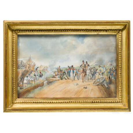 Die Schlacht um Paris (Montmartre) am 30.3.1814 - Miniatur auf Elfenbein, 1. Hälfte 19. Jahrhundert - Foto 1