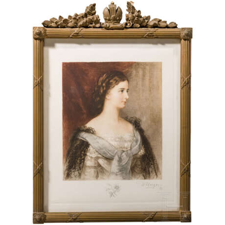Kaiserin Elisabeth von Österreich - farbiger Portraitstich von Wilhelm Unger (1837 - 1932) - photo 1