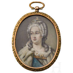 Zarin Katharina die Große (1729-96) - Miniaturportrait auf Elfenbein, Russland, 19. Jahrhundert